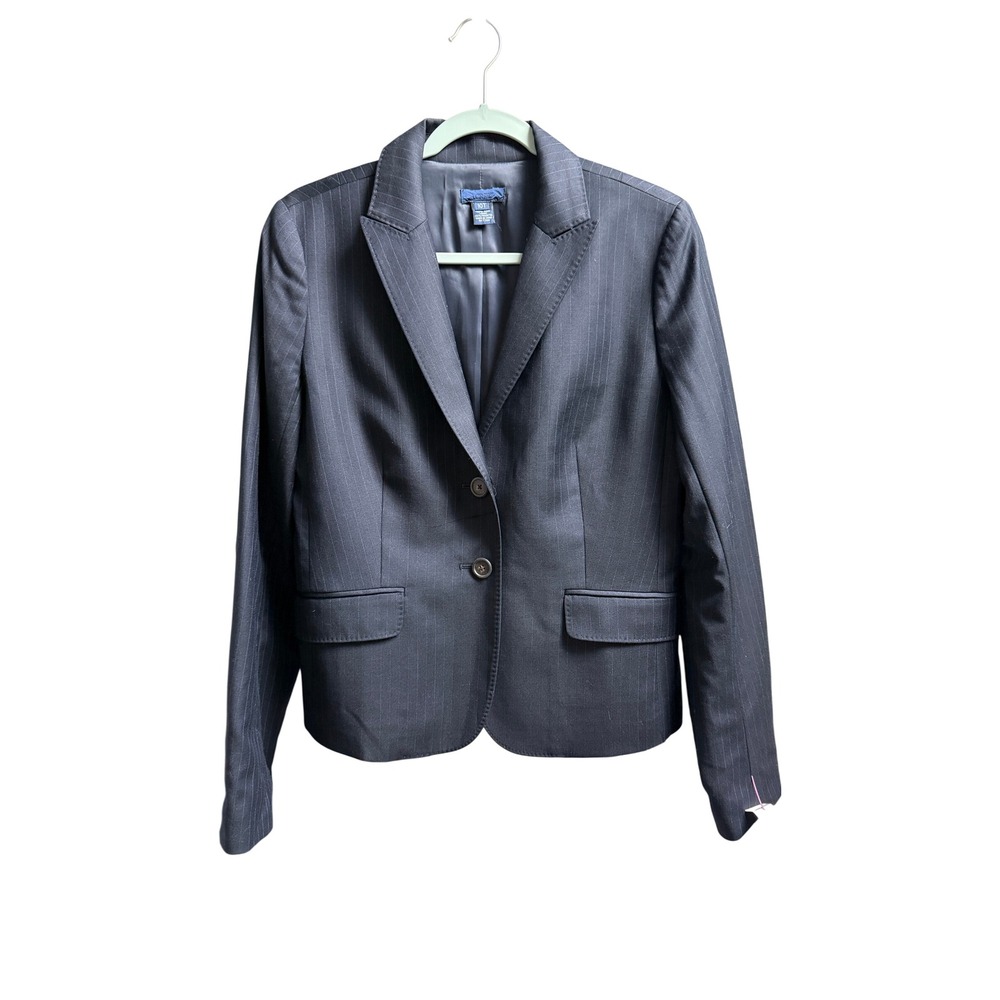 J.Crew Blazer Navy Pinstripe Super 120s Wool Two-Button Tall 10T Dark Academia